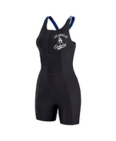 Wear By Erin Andrews Women's Black Los Angeles Dodgers Bodycon Quarter-Zip Romper