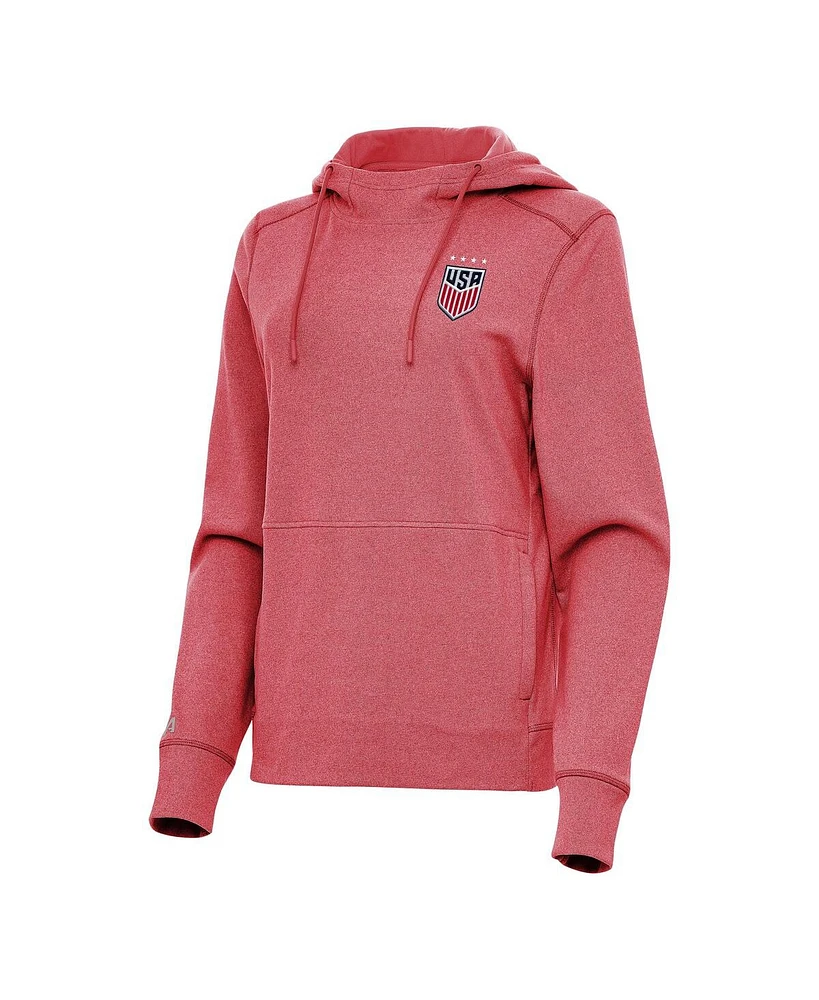Antigua Women's Heather Red Uswnt Justice Pullover Hood