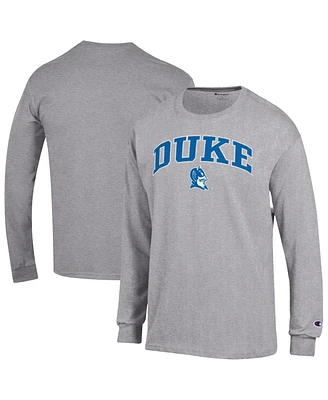 Champion Men's Heather Gray Duke Blue Devils Arch Over Logo Long Sleeve T-Shirt