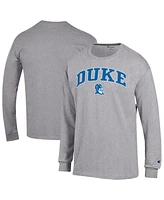 Champion Men's Heather Gray Duke Blue Devils Arch Over Logo Long Sleeve T-Shirt