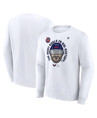 Fanatics Men's Alexander Ovechkin White Washington Capitals Nhl All-Time Leading Goal Scorer GR8 Caricature Fleece Pullover Sweatshirt