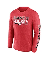 Fanatics Men's Heather Red Carolina Hurricanes Sweep Iconic Synthetic Long Sleeve T-Shirt