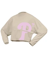 Fanatics Women's Cream Philadelphia Phillies Floral Preppy Cropped Long Sleeve T-Shirt