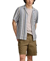 Lucky Brand Men's Short Sleeve Dobby Stripe Button-Front Camp Shirt