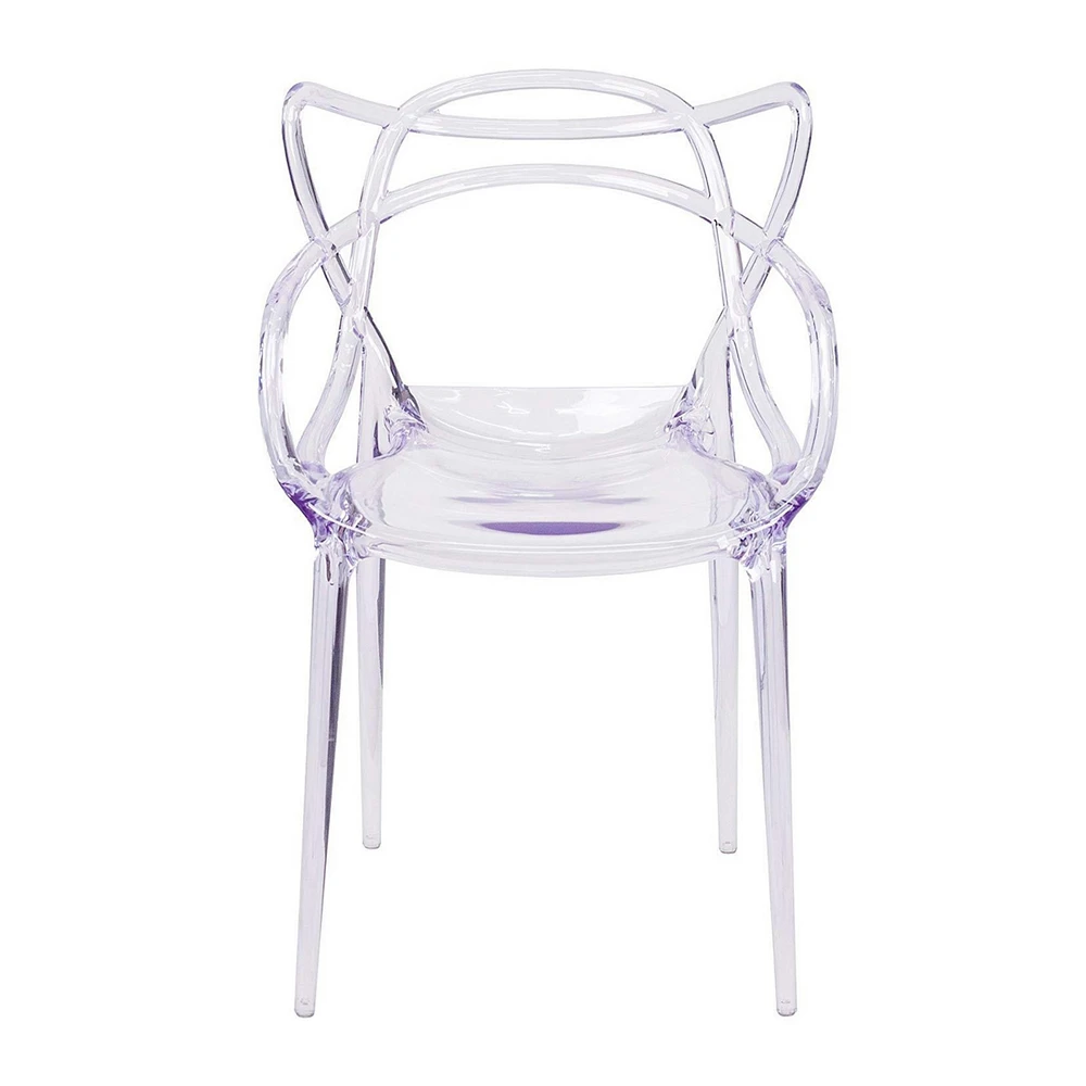 Acrylic Dining Arm Chair with Open Back for Modern Table Seating