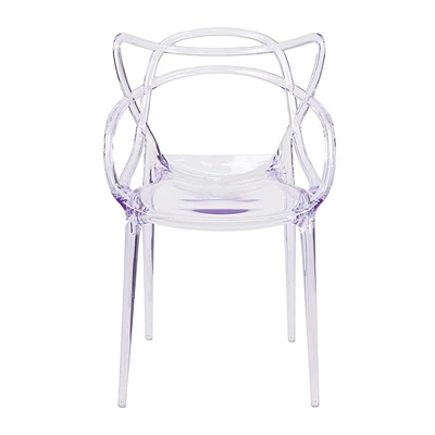 Acrylic Dining Arm Chair with Open Back for Modern Table Seating