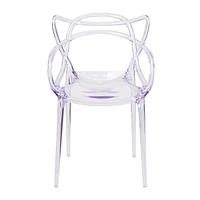 Acrylic Dining Arm Chair with Open Back for Modern Table Seating