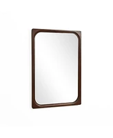 LuxenHome Rubberwood Frame Rectangle 35-Inch Tall Wall Mirror, Accent and Vanity