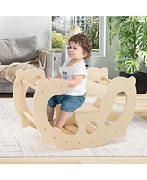 2-in-1 Rocking Horse Arch for Kids Montessori Climbing Toys with Arch Climber