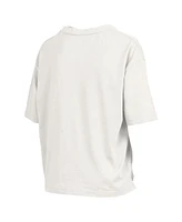 Pressbox Women's White Miami Hurricanes Nelson Arch Over Logo Waist Length Oversized Slub T-Shirt