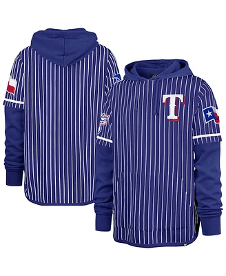 '47 Brand Men's Royal Texas Rangers Pinstripe Double Header Pullover Hoodie