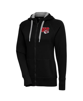 Antigua Women's Black Kansas City Chiefs Victory Full-Zip Hoodie
