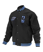 Fisll Men's and Women's Black Oklahoma City Thunder Logo Man Shadow Collection Full-Snap Varsity Jacket
