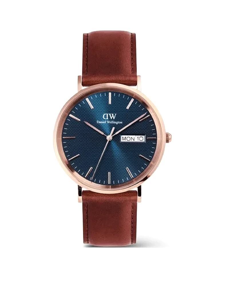 Daniel Wellington Men's Analog Brown Leather Watch, 40mm