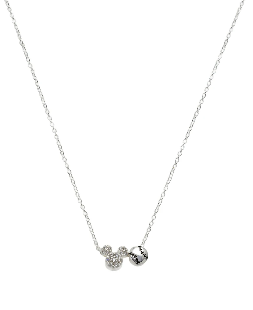 Disney Cubic Zirconia Mickey Mouse Baseball Charm Necklace