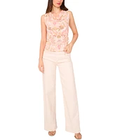 Sam & Jess Petite Paisley Side-Tie Cowlneck Top
