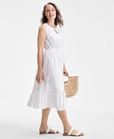Style & Co Women's Cotton Sleeveless Lace-Mix Midi Dress, Exclusively at Macy's
