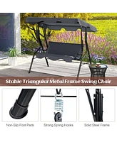 3 Seat Outdoor Patio Canopy Swing with Cushioned Steel Frame