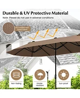 Gymax 13FT Double-sided Patio Umbrella w/ Crank Handle Base Safety Lock