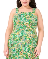 Vince Camuto Plus Printed Square-Neck Sleeveless Maxi Dress