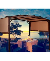 Outdoor Pergola Gazebo with Retractable Canopy Shades
