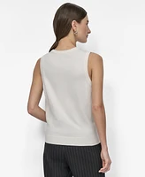 Dkny Women's Mixed-Media Crewneck Sleeveless Sweater