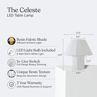 Celeste Led Lightweight Table Lamp with Resin Fabric Shade, Bulb Included (12.6")