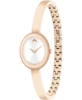 Movado Women's Museum Oval Bangle Swiss Quartz Rose Pvd Watch, 22 x 26mm