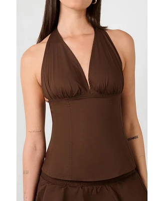 WeWoreWhat Women's Halter Neck Corset Top