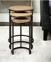 Solid Wood Round End Tables Set – Ideal for Modern and Rustic Interiors