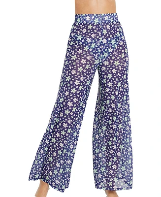 Lscn by Lascana Women's Floral Sheer Cover up Beach Dress Pants