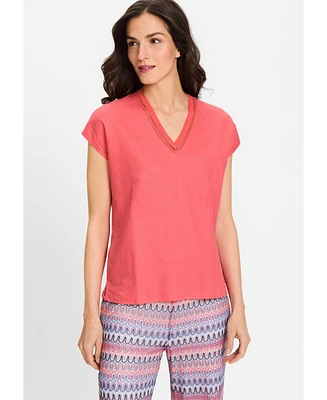 Olsen Women's Linen Mix T-Shirt