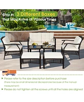 Gymax 7PCS Rattan Patio Conversation Sofa Furniture Set w/ Cushions & Waterproof Cover