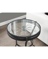 Modern Glass and Metal Round End Table with Open Shelf