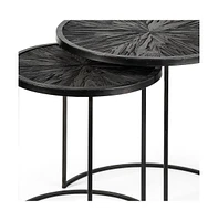 Set of Two 20" Black Round End Table