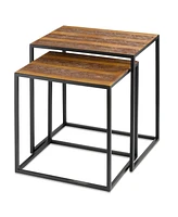 Contemporary Resin End Table – Versatile and Functional Design-Set of Two