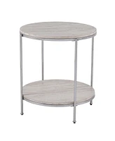 24" Chrome Manufactured Wood And Iron Rectangular End Table With Shelf