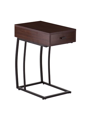 23" Brown Manufactured Wood And Iron Rectangular End Table With Drawer