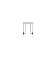 Modern Square End Table – Metal Base with Wood Finish