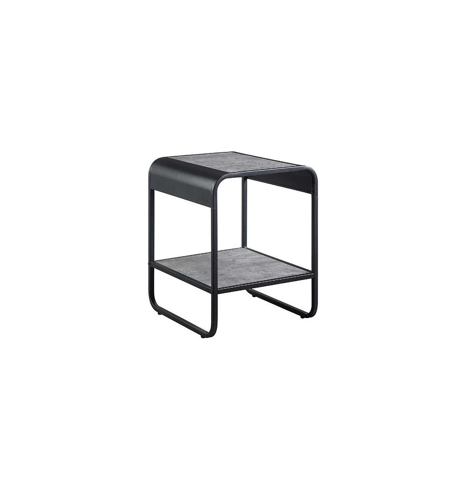 Contemporary Rectangular End Table with Metal Frame and Storage Shelf