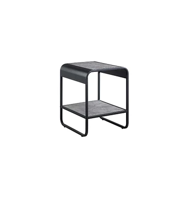 Contemporary Rectangular End Table with Metal Frame and Storage Shelf