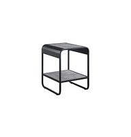 Contemporary Rectangular End Table with Metal Frame and Storage Shelf