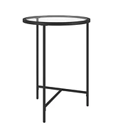 Minimalist Round End Table with Clear Tempered Glass Top and Metal Base