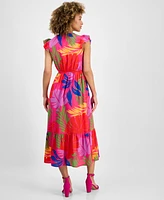 Sandra Darren Women's V-Neck Flutter-Sleeve Midi Dress