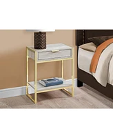 Wood and Metal End Table with Storage Drawer Shelf – Industrial Style