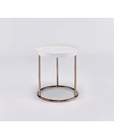 Contemporary Wooden Round Side Table for Living Room or Bedroom