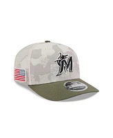 New Era Men's Light Beige/Olive Miami Marlins 2025 Armed Forces Day 9SEVENTY Adjustable Hat