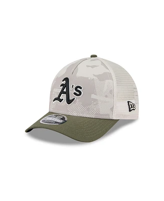 New Era Men's Light Beige/Olive Athletics 2025 Armed Forces Day 9FORTY M-Crown A-Frame Adjustable Hat