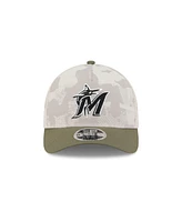 New Era Men's Light Beige/Olive Miami Marlins 2025 Armed Forces Day 9FORTY M-Crown A-Frame Adjustable Hat