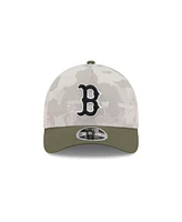 New Era Men's Light Beige/Olive Boston Red Sox 2025 Armed Forces Day 9FORTY M-Crown A-Frame Adjustable Hat